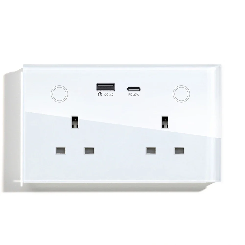 Умная розетка с Wi-FiZigbee, настенная розетка с Wi-Fi, USB Type-C, PD, 20 Вт, сенсорный выключатель, с дистанционным управлением через Alexa Google Home (art.: 3920c8a383bfd) - 3920c8a383bfd