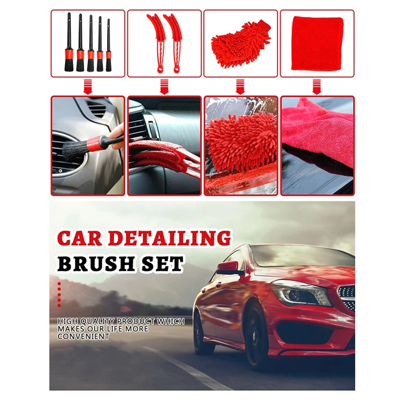 

16pcs Car Detailing Brush Kit Air Outlet Dashboard Dirt Dust Clean Tools Electric Drill Brush Automobile Cleaning Accessories