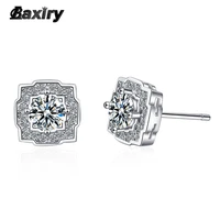 silver color stud earrings for women luxury original minimalism earring 2022 trend fine sleeper wedding fashion zircon jewelry