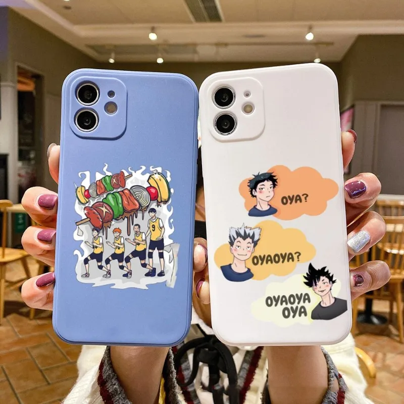 

Haikyuu Phone Case For IPhone 14 11 12 13 Pro Max X XR XSMax 6 6S 7 8 Plus SE 2022 Soft Square Color Phone Cover