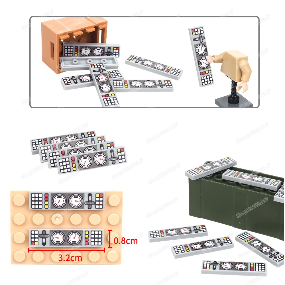 Рычаг Красный желтый узор кнопки 2431 печатные строительные блоки плитки Moc