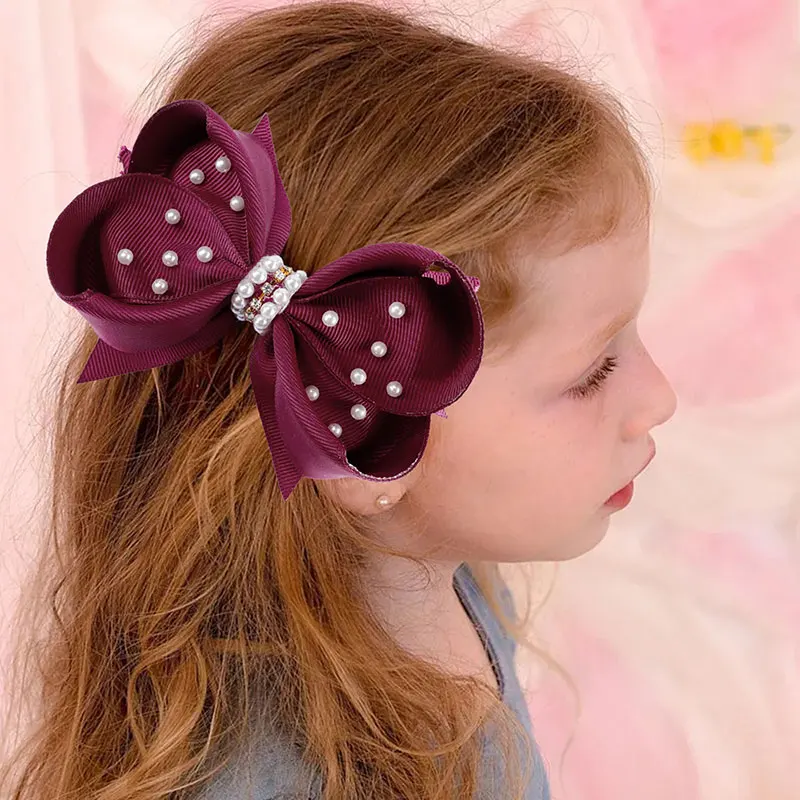 Модные заколки для волос с жемчугом детей Элегантные Заколки бантом инструменты