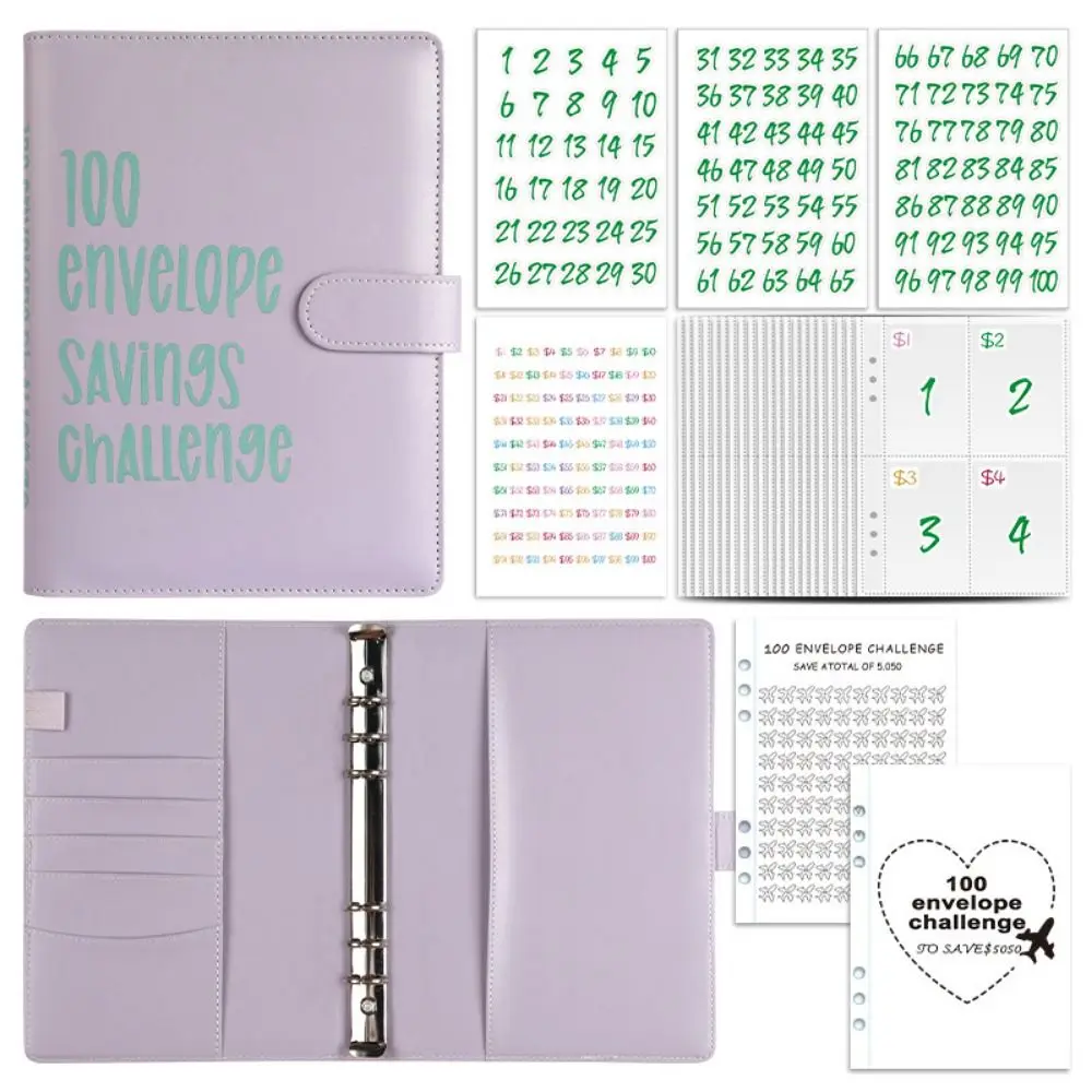 

Разноцветный 100 конверт Macaron, бумажник многоразового использования, планер для сбережений A5, 100 дней, простой и забавный