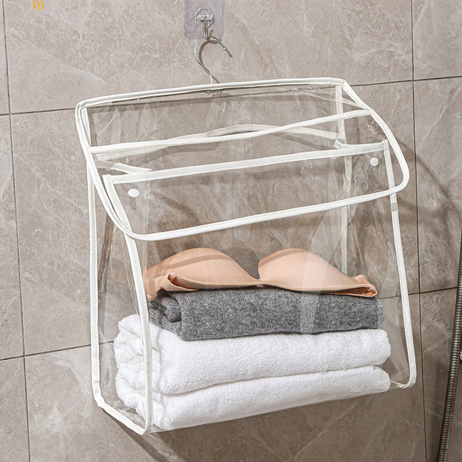 

1x Waterproof Hanging Storage Bag Reusable Bathroom Shower Bathing Wall Mounted Clothes Storage Bag Wardrobe Closet Dust Cover