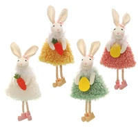 4pcs easter bunny doll plush rabbits holding easter egg carrot doll hanging pendant happy easter spring decoration for home