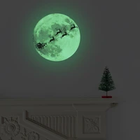 christmas luminous wall stickers moon elk santa claus background wall childrens room decorative wall stickers