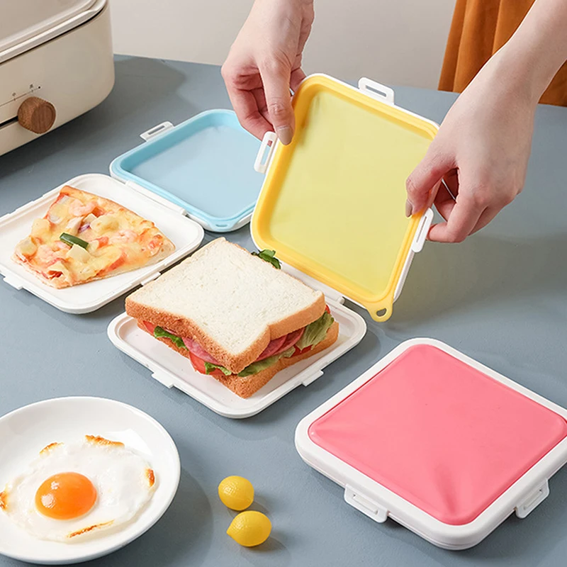 

Portable Sandwich Toast Bento Box Reusable Silicone Sandwich Box Eco-Friendly Lunch Food Container Microwavable Dinnerware