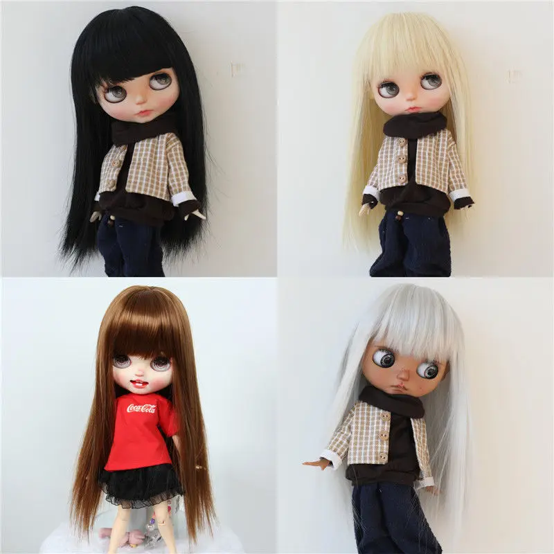 

Doll wig Blythe small cloth doll medium split high temperature silk curl collection 9-10 inch false hair 1; 3 doll accessories