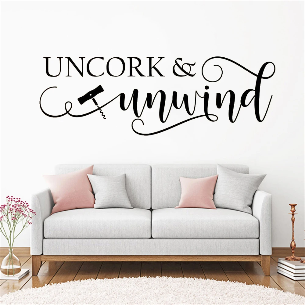 

Uncork And Unwind Quotes Wine Wall Decals Vinyl Stickers For Kitchen Dining Room Decoration Murals Removable Poster HJ1587