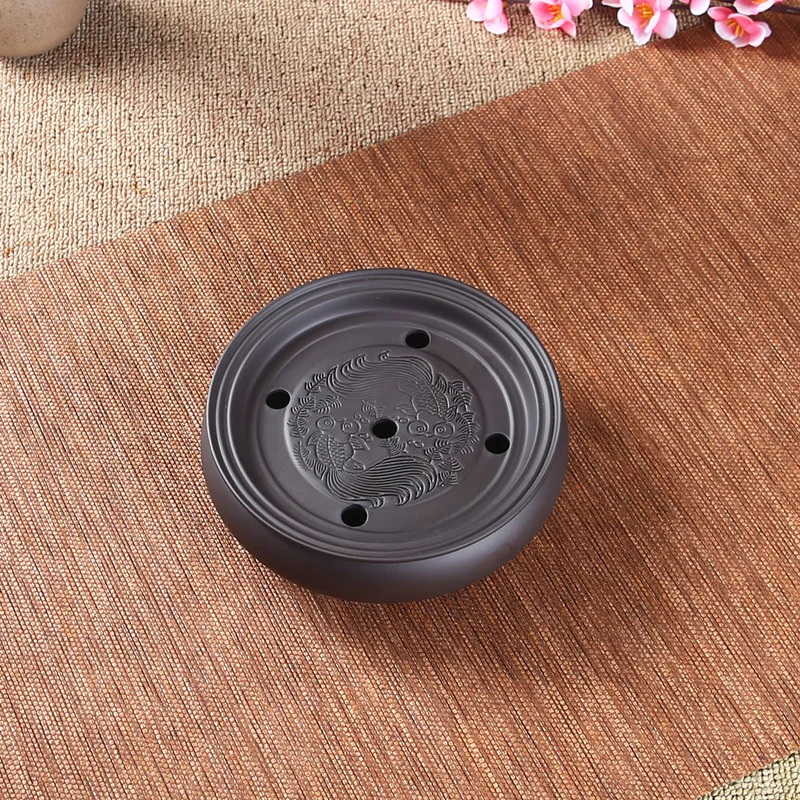

Ceramic Round Tea Tray Simple Large Serving Platter Chinese Kung Fu Tea Tray Drain Creative Bandejas Madera Tea Set Tools DI50CP