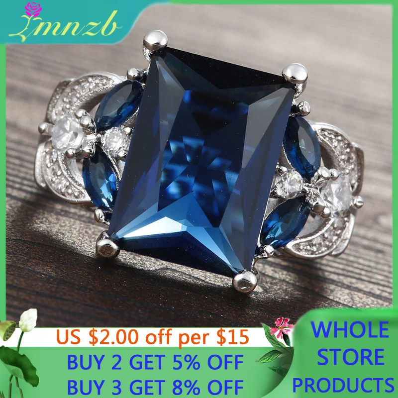 

Trendy Tibetan Silver Rings For Woman Wedding Engagement Blue Imitation Sapphire Ring Trend Natural Luxury Original Jewelry