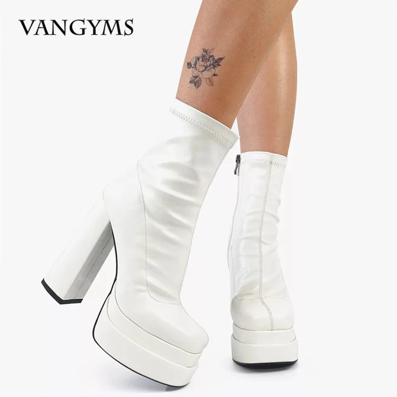 

Женские мотоциклетные ботинки Lapolaka, модные полусапожки на молнии, на высоком каблуке, вечернее Клубное платье, для шоу