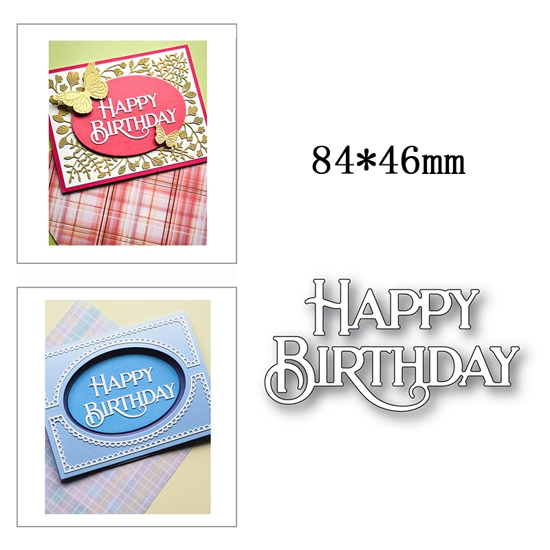 

New Rounded Font Happy Birthday Metal Cutting Die Scrapbook Template Cutting Card Making Decorative Relief Photo Album Crafts