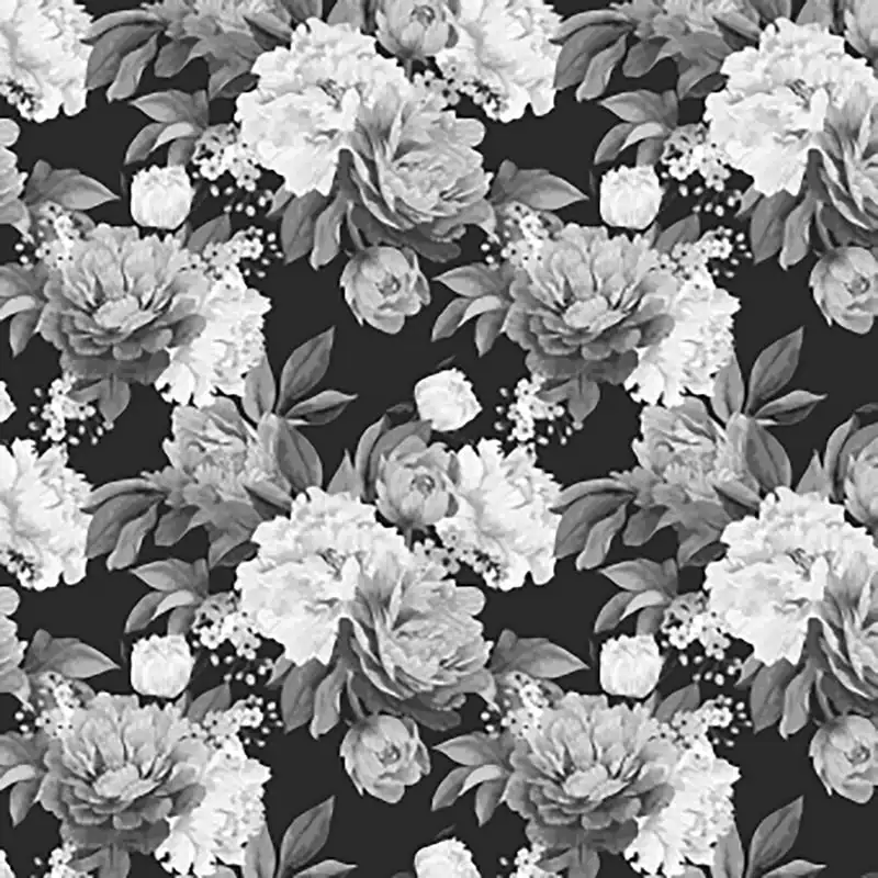 

Walls Decor Floral Adhesive Wallpaper in Black and White