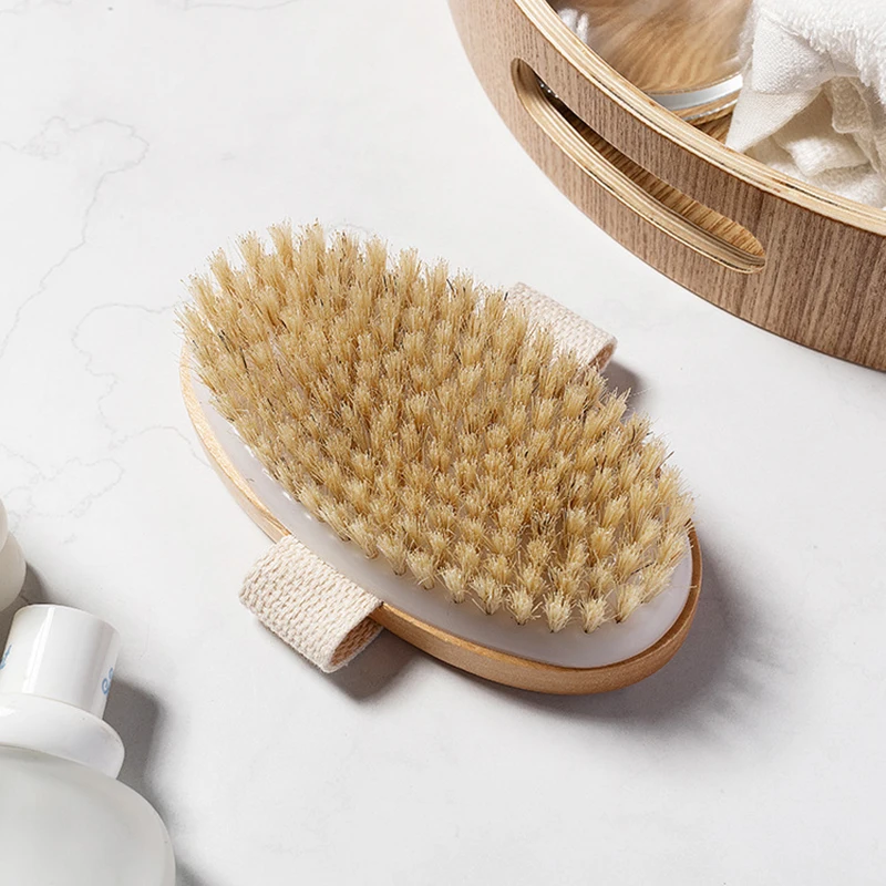 1 Pcs Wet Dry Skin Body Natural Bristle Brush Soft SPA Brush Bath Massager Home Worldwide Store images - 6