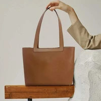 luxury leather ladies handbag solid color soft leather tote bag retro simple shoulder bag fashion office ladies fashion bag