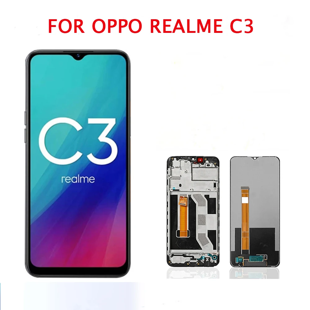 

ЖК-дисплей для Realme C3 RMX2027 RMX2021 RMX2020, ЖК-дисплей с рамкой, дигитайзер, сенсорный экран для замены для OPPO Realme C3 C 3 6,5'