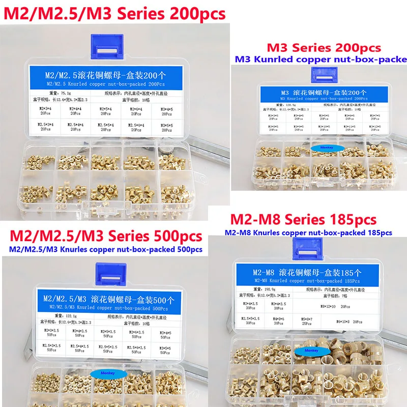 Набор накатанных медных гаек серии M2 M2