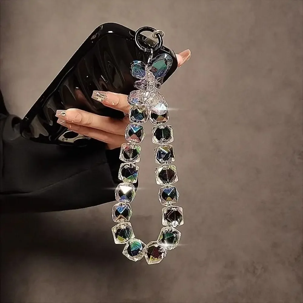 Стильный блестящий хрустальный ремешок для телефона с бусинами