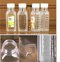 100ml transparent plastic bottle beverage mineral water bottle with lid frosted scale disposable square sample bottle for liquid