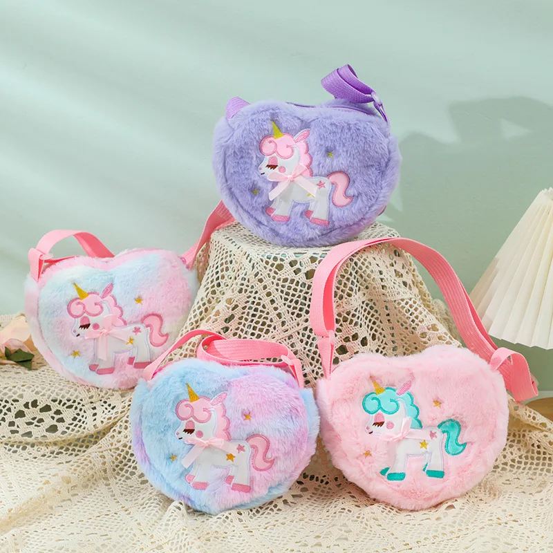 Зимние мини-сумки принцессы модные детские плюшевые сумки на плечо