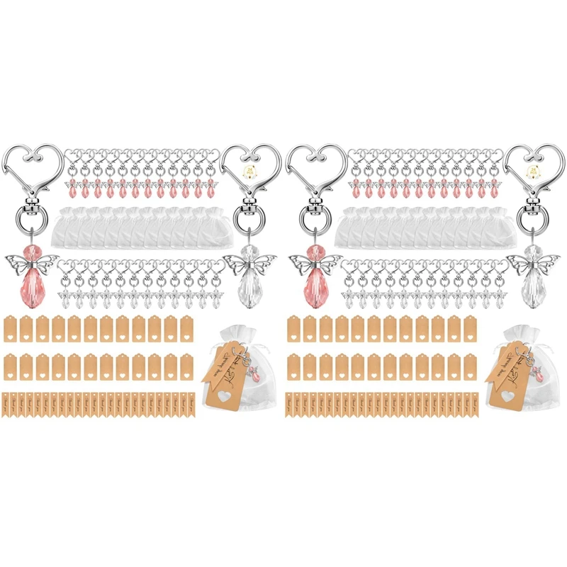 

Retail 48PCS Angel Keychains, Guardian Angel Pendants With Organza Bags And Thank You Tag For Wedding Party Return Gifts Favors