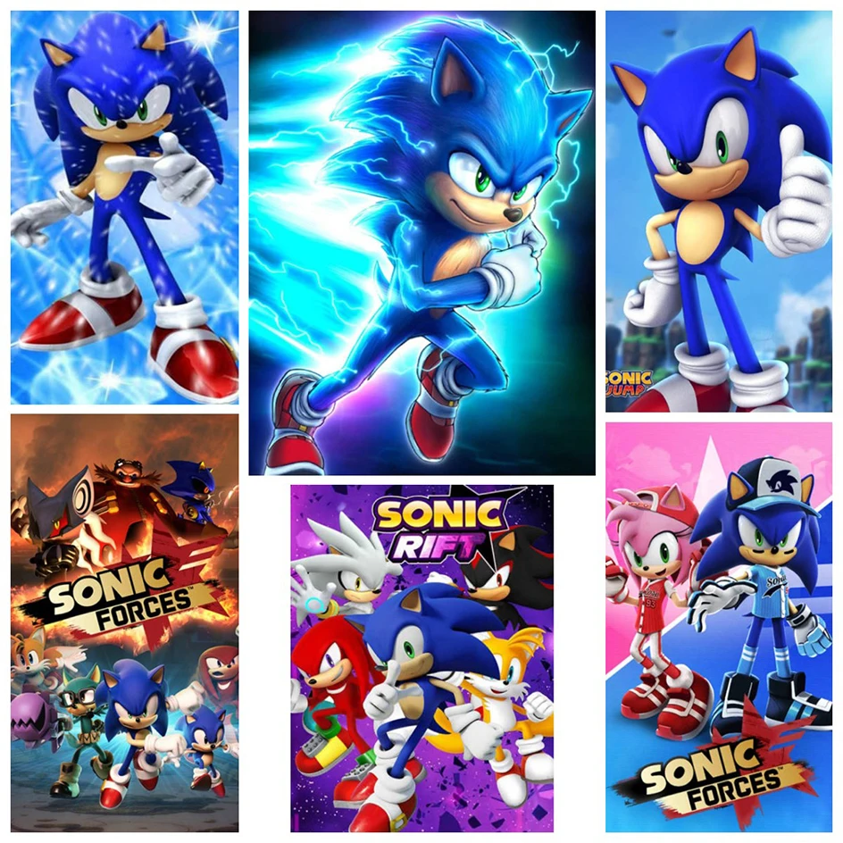 5D алмазная живопись мультфильм Sonic видео игры полная дрель квадратные/круглые