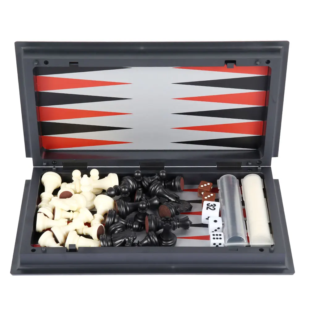 

Portable 3 In 1 Magnetic Chess Backgammon Checkers Set Folding Chess International Chess Board Game for Kids Toys Funny Gift