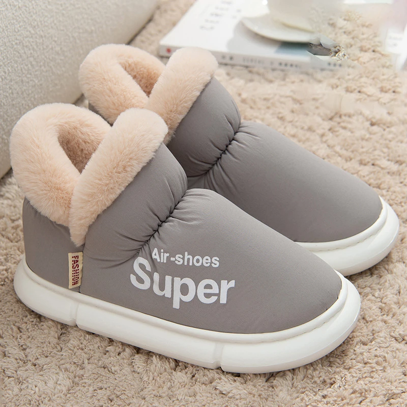 Men Soft Down Winter Shoes Women Non Slip Fashion Room Shoes Warm Fuzzy Slippers For Indoor Outdoor