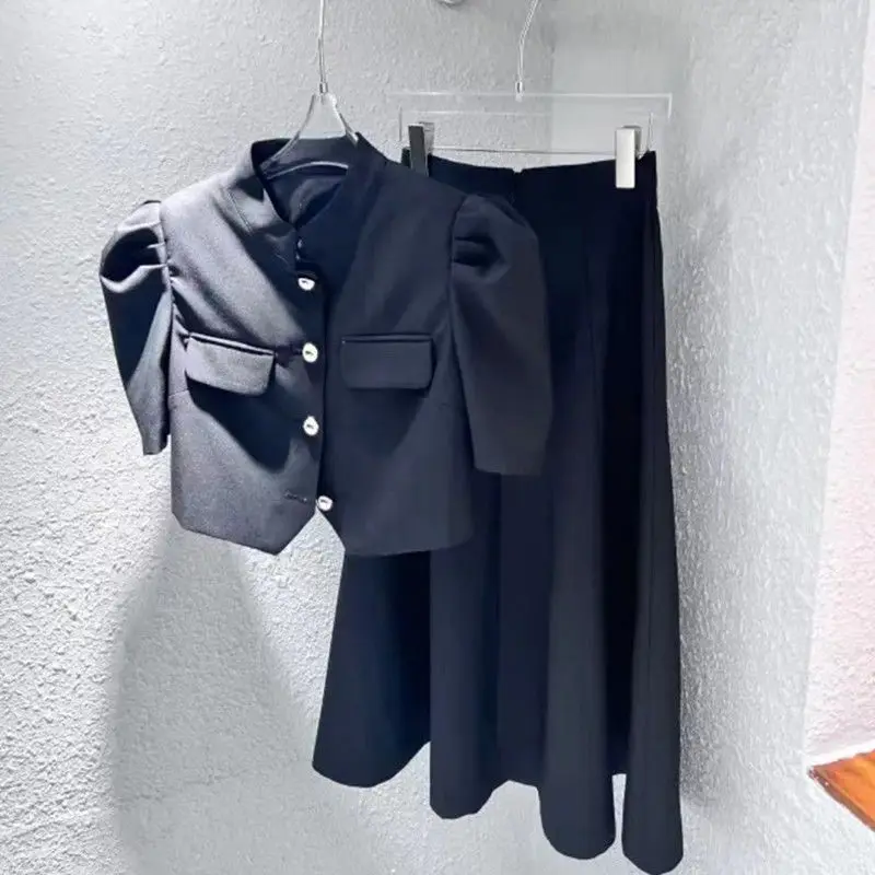 2023 Summer New Slim Fit Jacket Blazer Half Skirt Two Piece Elegant Women's Dress Set Office Business Set Outfits
