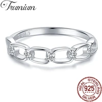 trumium 100 925 sterling silver ring for women simple chain link stackable zircon finger rings girls party accessories jewelry