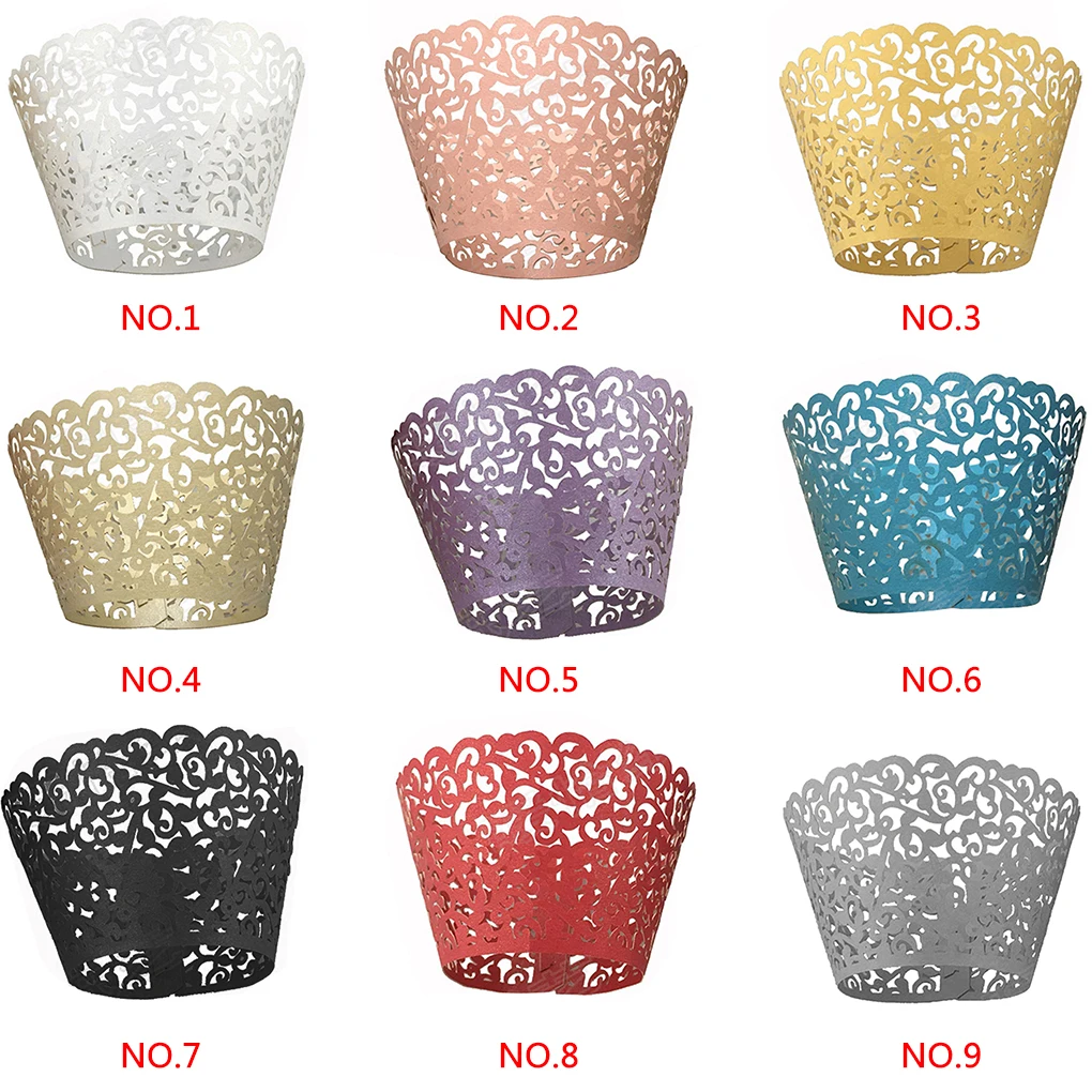 

120 шт. бумажные полые кружевные цветочные обертки для кексов и маффинов, полые бумажные чашки для торта