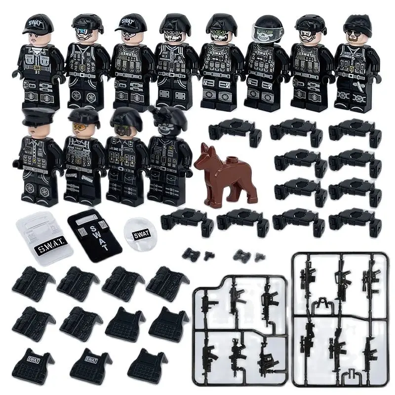 

Military Special Forces Modern Soldier Police Dog MOC Military Weapons Figures Building Blocks Mini Toys