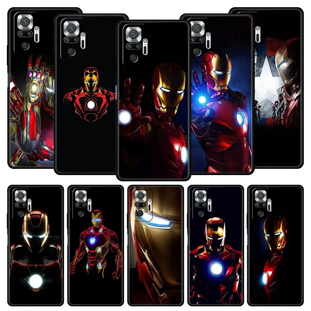 

Cover Case for Xiaomi Redmi Note 7 8 8T 9 9S 10 11 11S 11T K40 K40S K50 Pro Plus 4G 5G Luxury Bag Funda Super Hero Iron Man