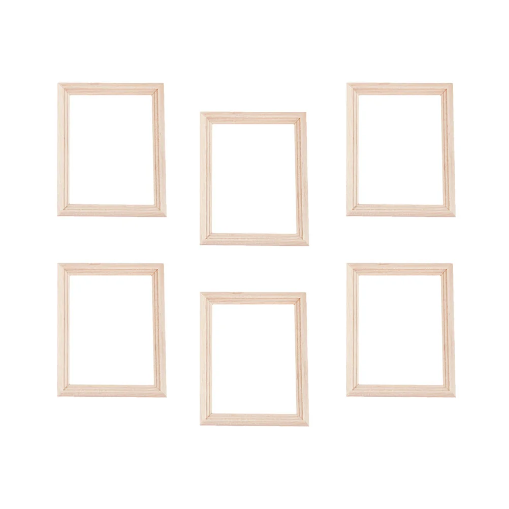 

Frame Photo Wooden Miniature Furniture Mini House Album Figurines Wall Micro Frames Supplies World Ornament Accessories Rustic