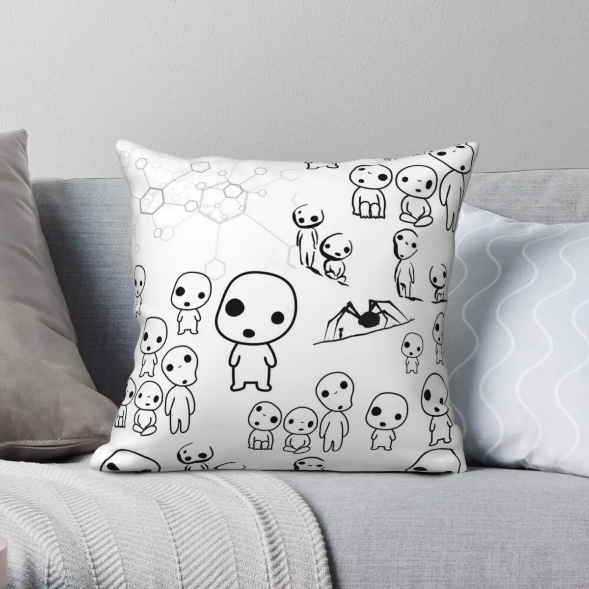 

Kodama Square Pillowcase Polyester Linen Velvet Printed Zip Decor Sofa Cushion Cover