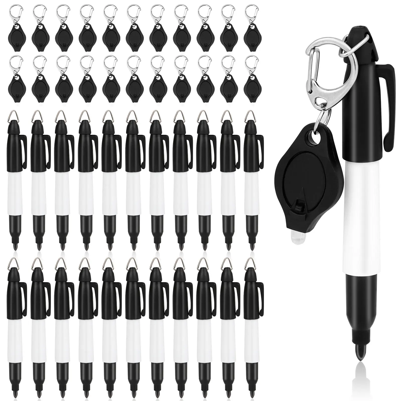 

44 Pcs Mini Flashlight LED Keychain Mini Permanent Marker LED Key Ring