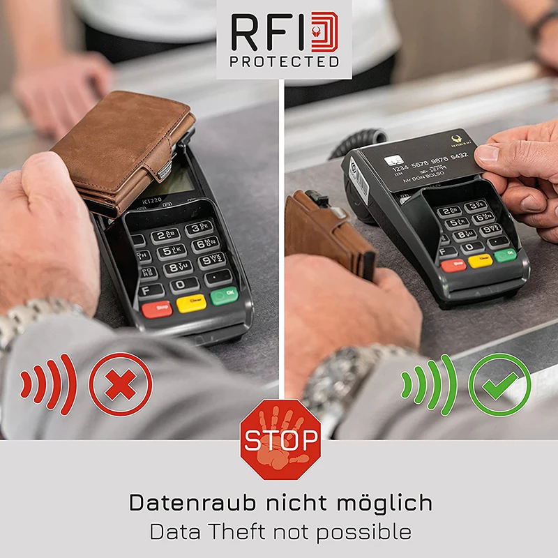 Подлинная кожа Rfid кредитный держатель для карт мужские кошельки тонкий Монетный