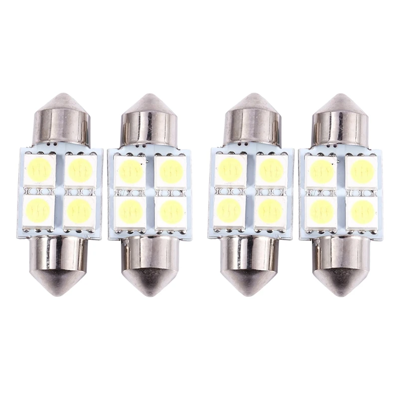 

DC 12V 30Mm 4 5050 SMD купольная гирлянда для салона автомобиля, светодиодная лампа белого цвета, 4 шт.