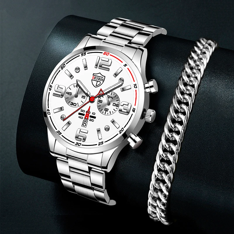 reloj hombre New Men Stainless Steel Quartz Wrist Watches Male Business Calendar Date Watch Man Leather Bracelet Luminous Clock