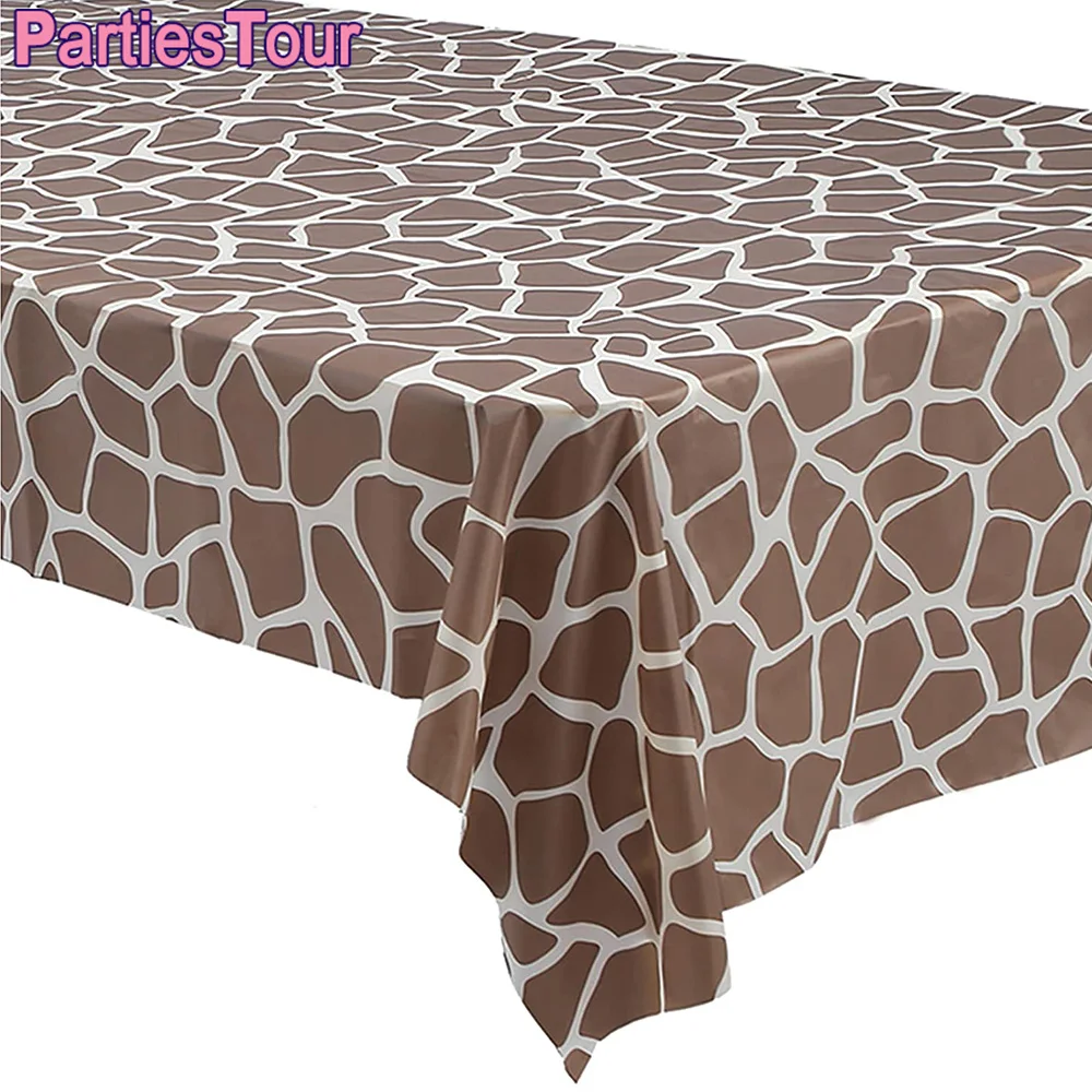 

1Pack Jungle Animal Giraffe Plastic Tablecloth Safari Theme Zoo Print Table Cover for Kids Adults Wild Animal Theme Party Decors