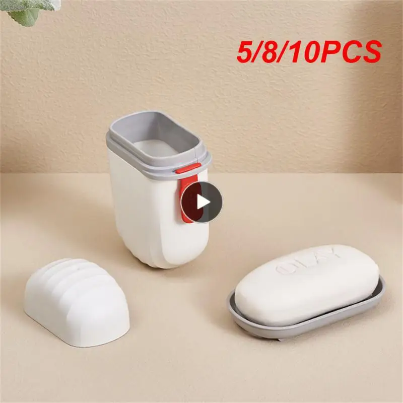 

5/8/10PCS Bathroom Home Outdoor Hiking Camping Soap Box Dispenser Creative Soap Holder Portable Sealing Storage Box Plastic