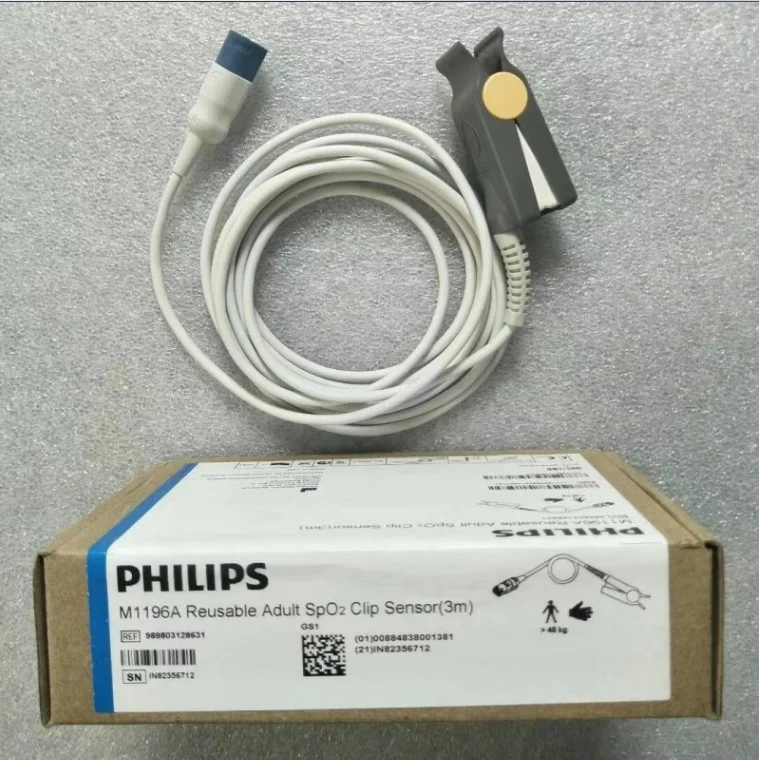 

PHILIPS Original M1196A Reusable Adult SpO2 Clip Sensor （3m） REF：989803128631
