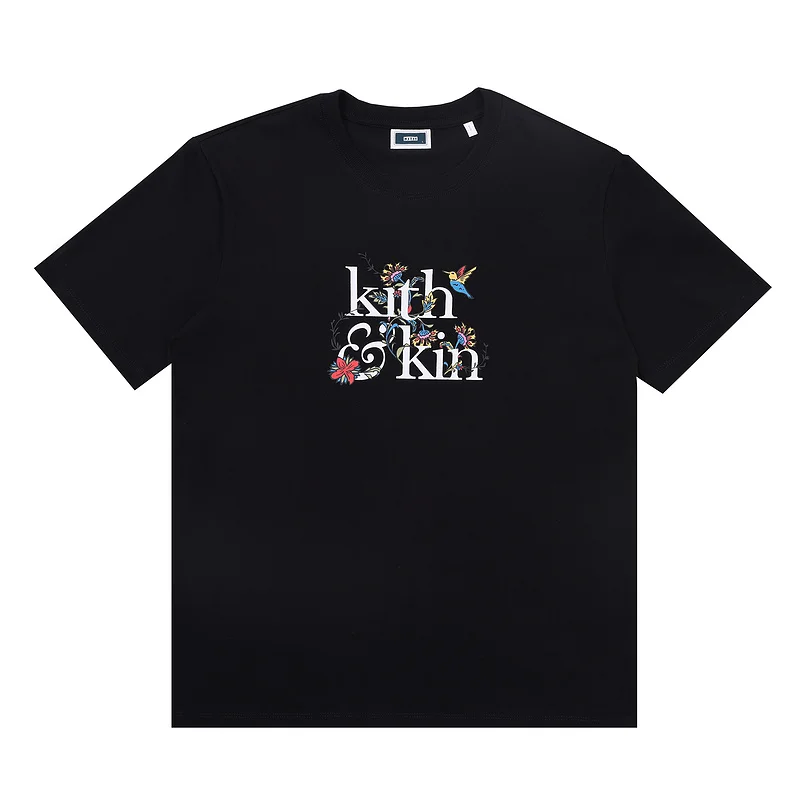 

Vintage KITH Flowers Print Logo T Shirt Men Women 1:1 High Quality 2022ss Top Tees KITH Black T-shirt