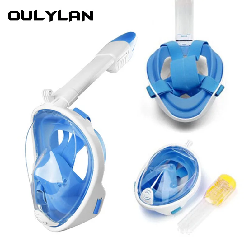 

Oulylan Underwater Snorkeling Full Face Swimming Mask Set Scuba Diving Respirator Masks Anti Fog Safe Breathing for Adult