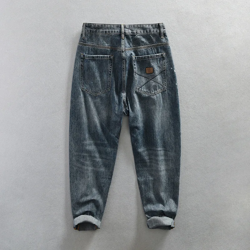 2023 Spring Summer New Casual Washed Jeans Men Clothing Comfortable Cotton Metal Zipper Streetwear Loose Oversize Trousers A5969