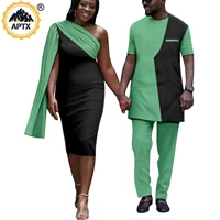 2022 african couple clothes dashiki men outfits match men outfits shirts and pants sets women sexy beads party dresses y22c049