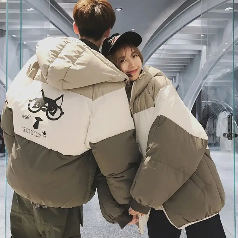 Hooded Cotton Padded Jacket Men Winter Puff Jacket Parkas Warm Students Casual Korean Fashion Streetwear Women Bread Coats