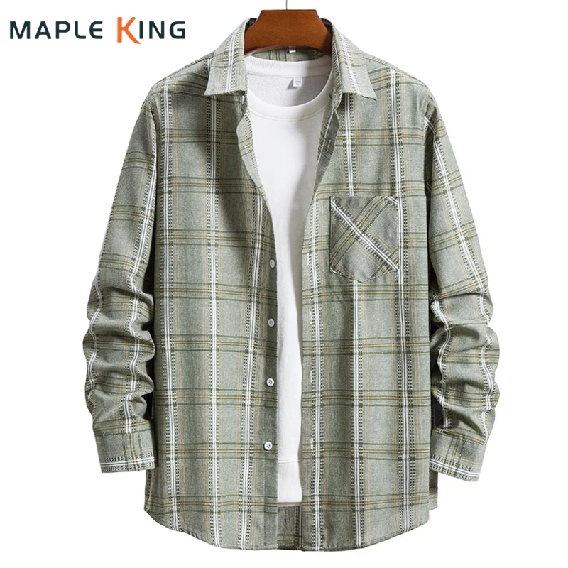 

Vintage Green Plaid Shirts For Men Women Casual Hip Hop Streetwear 2022 Mens Designer Clothes Pocket Jacket Blusas Camisetas Top