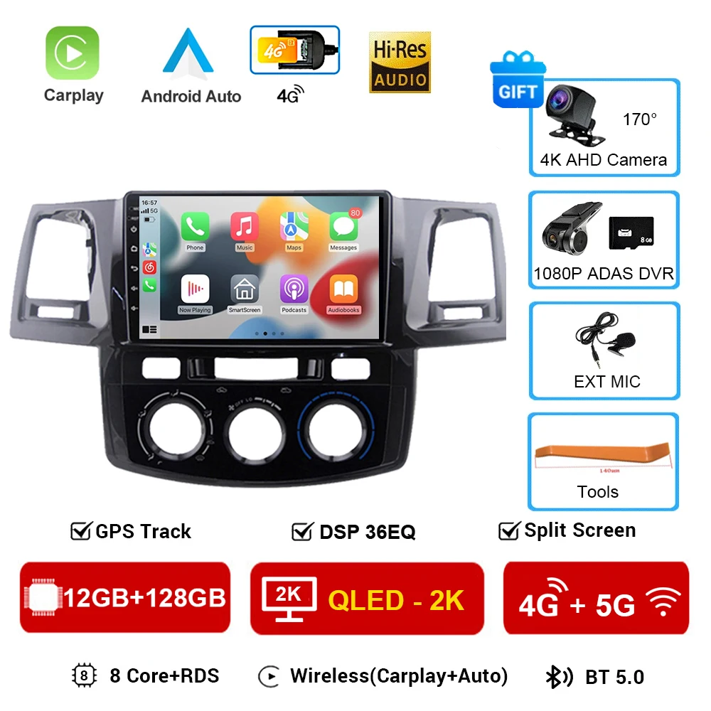 

Автомобильный радиоприемник 2Din Android 16 для Toyota Fortuner Hilux MT 2007 2008 2012 2014 2015, мультимедийный видеоплеер, GPS-навигация DSP